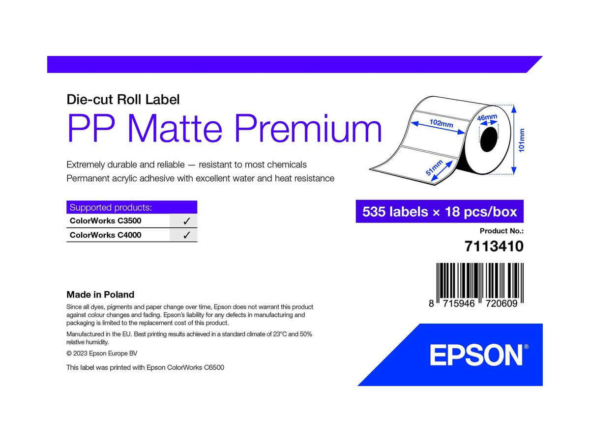 Epson 7113410 étiquette à imprimer Blanc Imprimante d'étiquette adhésive