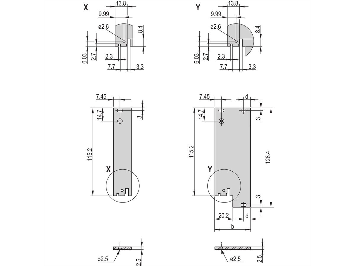 SCHROFF Plug-In Unit Face avant, non blindée, pour IEL, IET, Type 2 Poignée, 3 U, 10 CV, 2,5 mm, alu, anodisé avant, conducteur arrière
