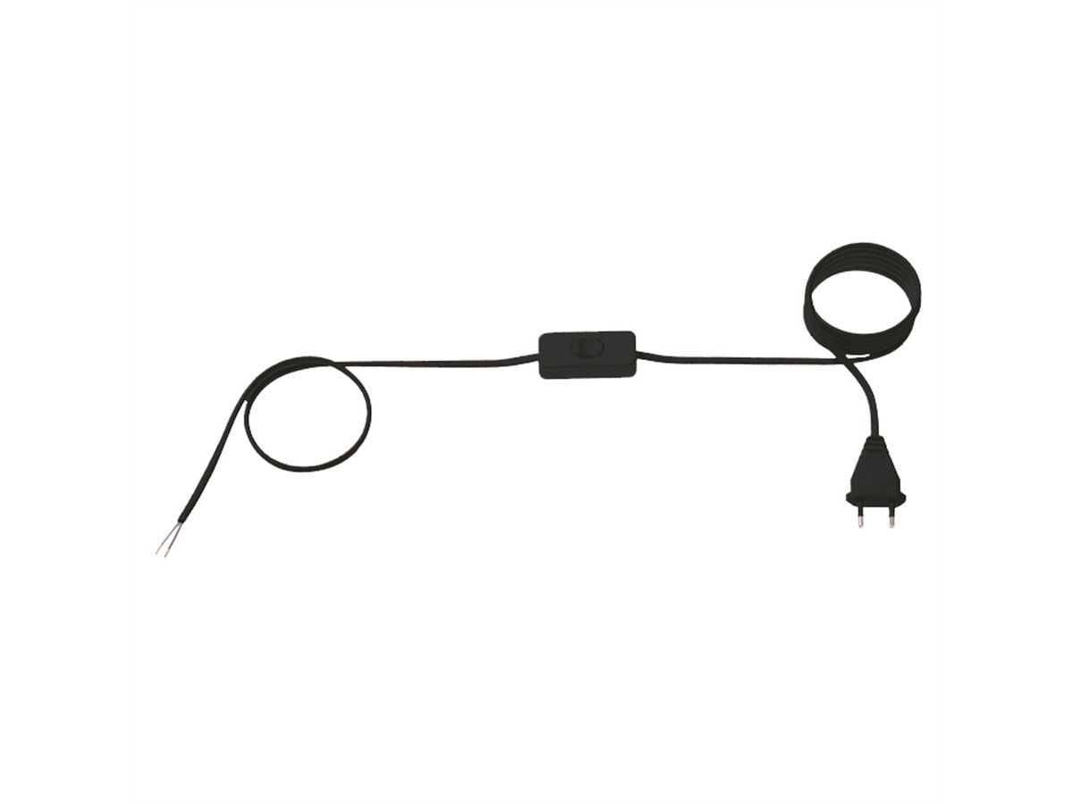 BACHMANN Câble 2x0,75 1,8m noir, H03VVH2-F Conn. Euro, non emballé, int.