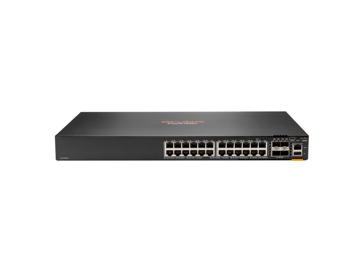 Hewlett Packard Enterprise Aruba 6200F 24G 4SFP+ Géré L3 Gigabit Ethernet (10/100/1000) 1U Noir