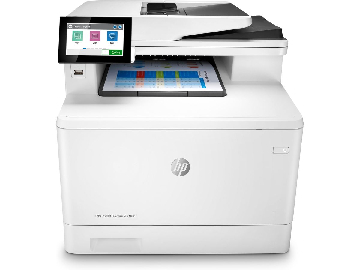 HP Color LaserJet Enterprise Imprimante multifonction couleur LaserJet Enterprise M480f, Couleur, Imprimante pour Entreprises, Impression, copie, scan, fax, Taille compacte, Sécurité renforcée; Impression recto-verso; Chargeur automatique de documents de