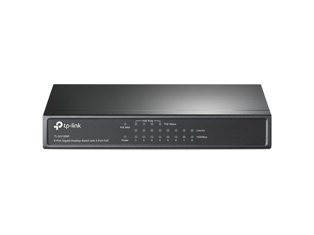 TP-Link TL-SG1008P commutateur réseau Non-géré Gigabit Ethernet (10/100/1000) Connexion Ethernet, supportant l'alimentation via ce port (PoE) Noisettes