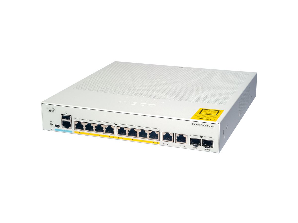 Cisco Catalyst C1000-8FP-E-2G-L commutateur réseau Géré L2 Gigabit Ethernet (10/100/1000) Connexion Ethernet, supportant l'alimentation via ce port (PoE) Gris