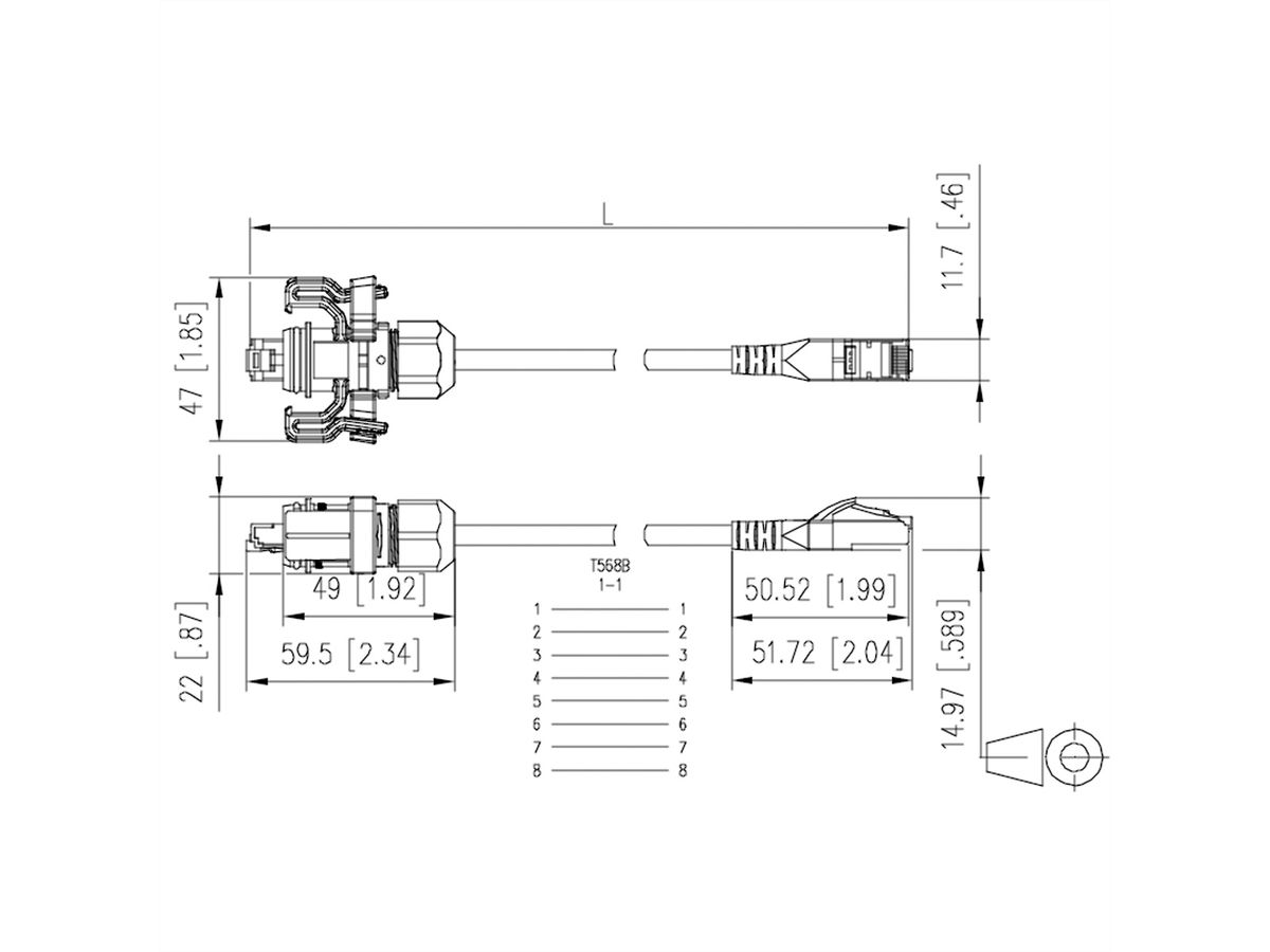 METZ CONNECT E-DAT Industry cordon de brassage IP67 - RJ45, 20 m