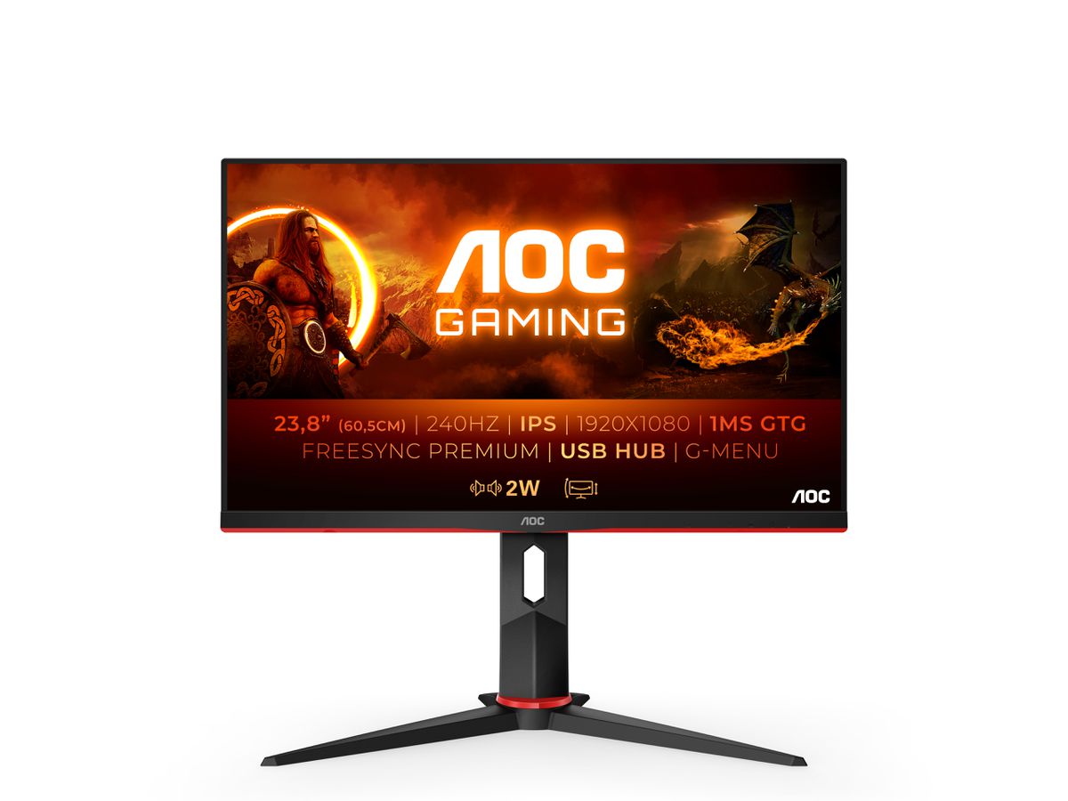 AOC G2 24G2ZU/BK LED display 60,5 cm (23.8") 1920 x 1080 pixels Full HD Noir, Rouge