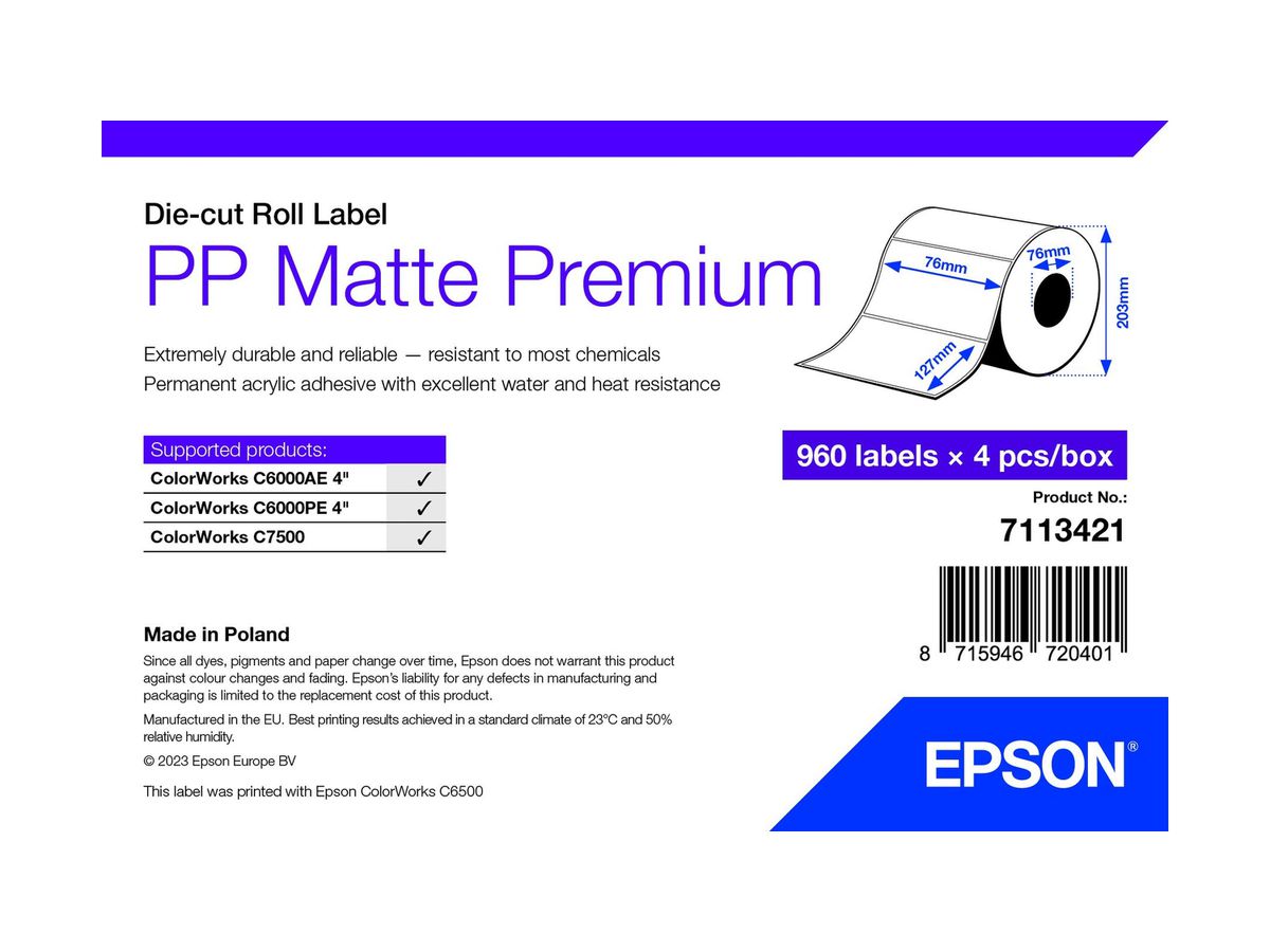 Epson 7113421 étiquette à imprimer Blanc Imprimante d'étiquette adhésive