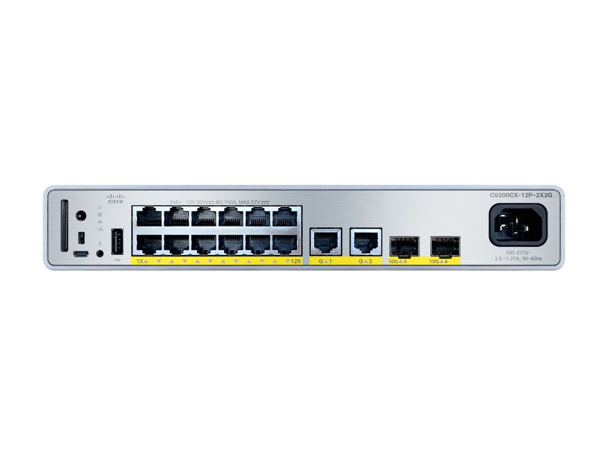 Cisco C9200CX-12P-2X2G-E commutateur réseau Géré Gigabit Ethernet (10/100/1000) Connexion Ethernet, supportant l'alimentation via ce port (PoE)