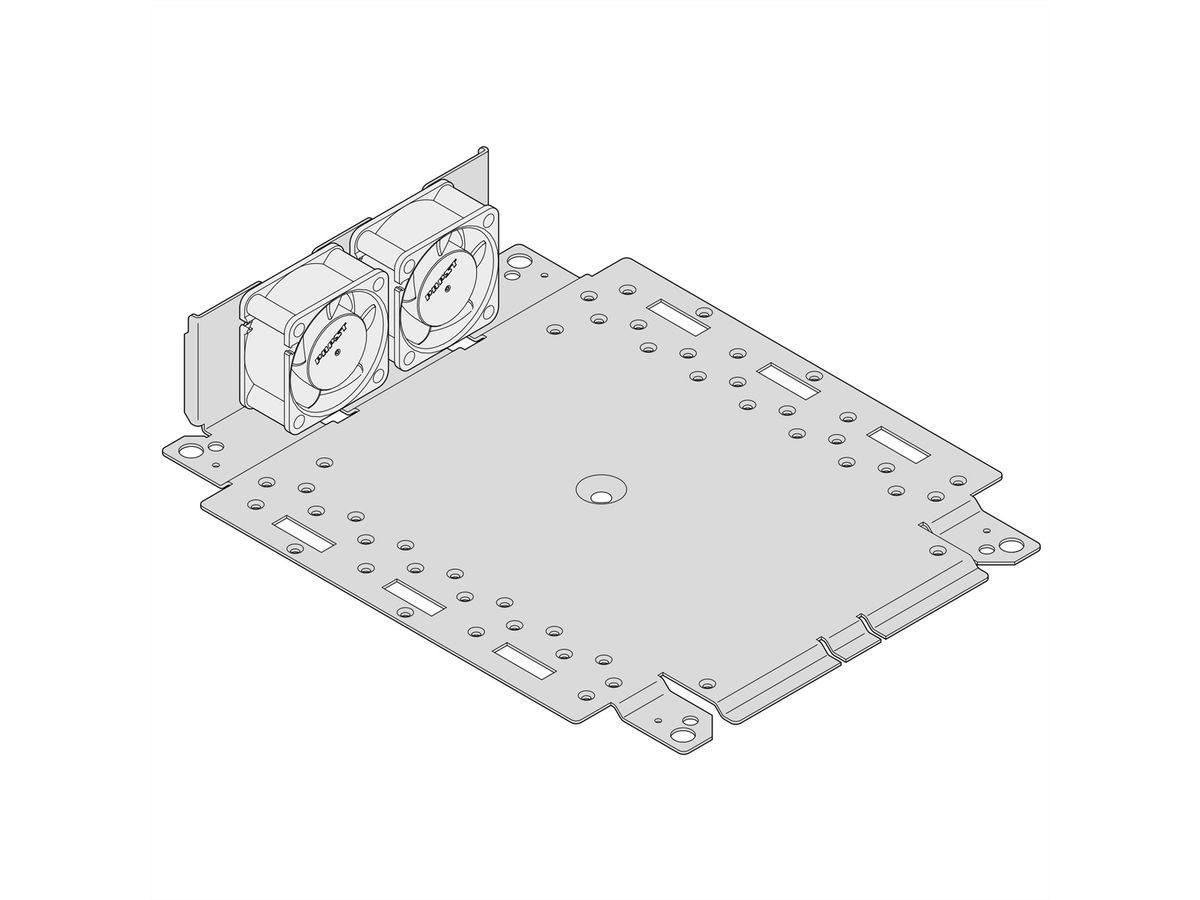 Plaque de montage SCHROFF Interscale avec support de ventilateur intégré et ventilateurs, 3 U, 399W, 310D, 1 ventilateur (119 x 119 x 25)
